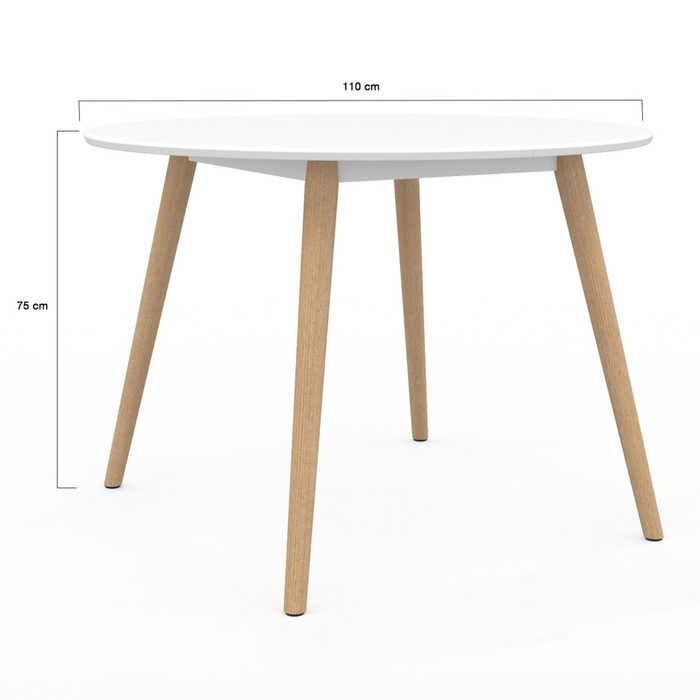 IDMarket - INGA Mesa de comedor redonda para 6 personas blanca 110 cm