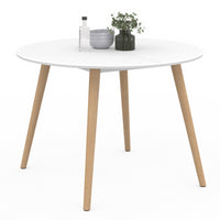 IDMarket - INGA Mesa de comedor redonda para 6 personas blanca 110 cm