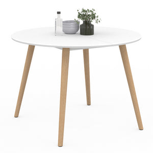IDMarket - INGA Mesa de comedor redonda para 6 personas blanca 110 cm