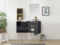 Mobile da ingresso con coppia di cubi, vani e specchio, finitura Marmo lucido e Miele, ZLCINGMIEL3