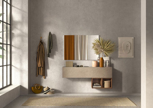 Parete Attrezzata da ingresso Argilla e Mercure, Made in Italy ZLCINFNCOMPN55