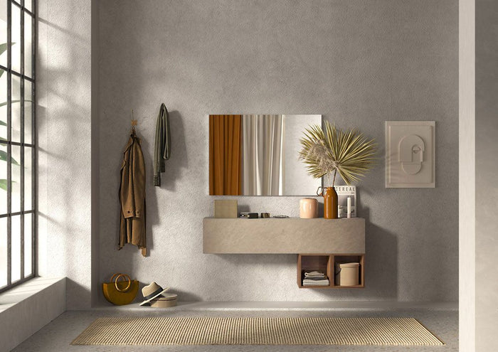 Parete Attrezzata da ingresso Argilla e Mercure, Made in Italy ZLCINFNCOMPN55