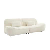 Divano in tessuto bouclé, 3 posti, crema