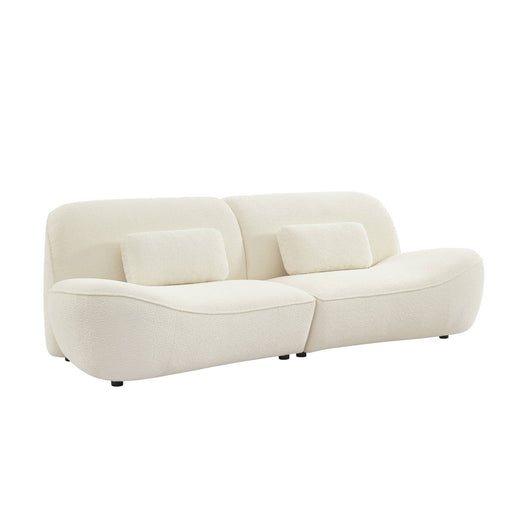 Divano in tessuto bouclé, 3 posti, crema