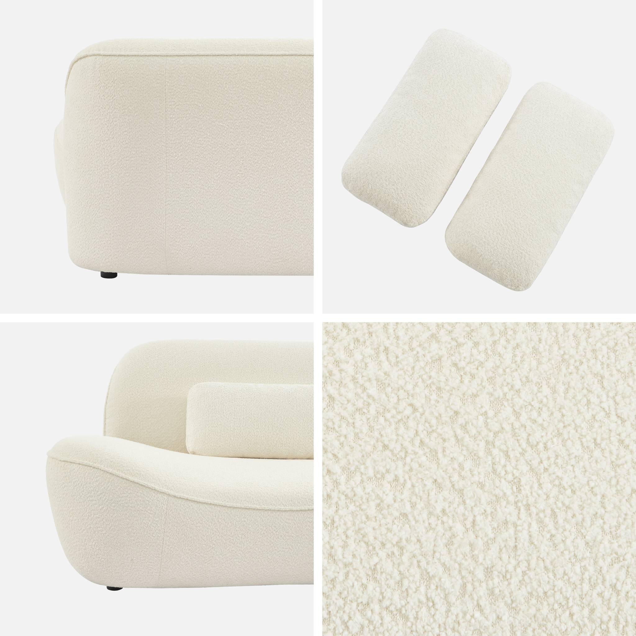 Divano in tessuto bouclé, 3 posti, crema