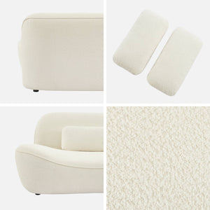 Divano in tessuto bouclé, 3 posti, crema