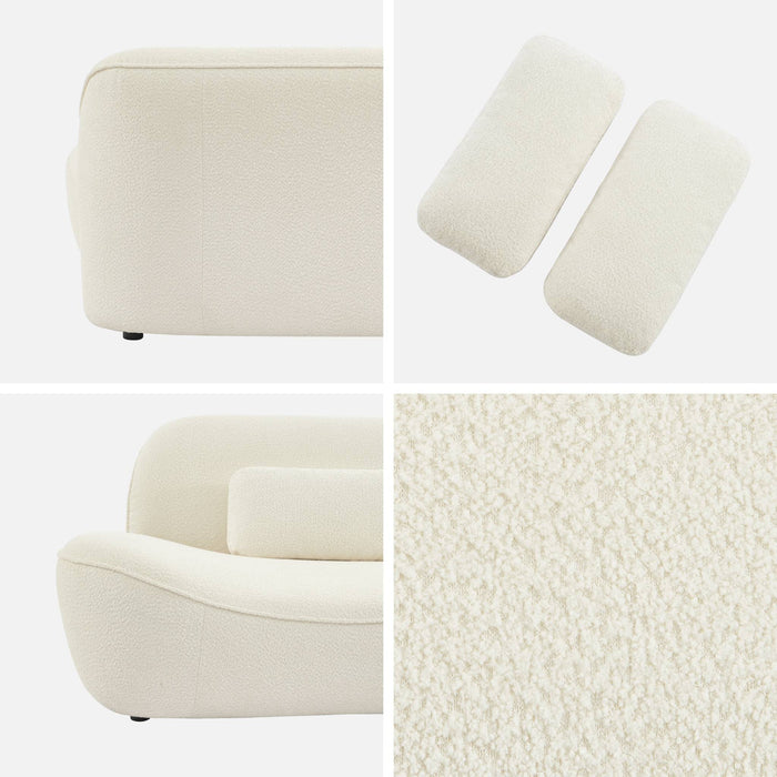 Divano in tessuto bouclé, 3 posti, crema