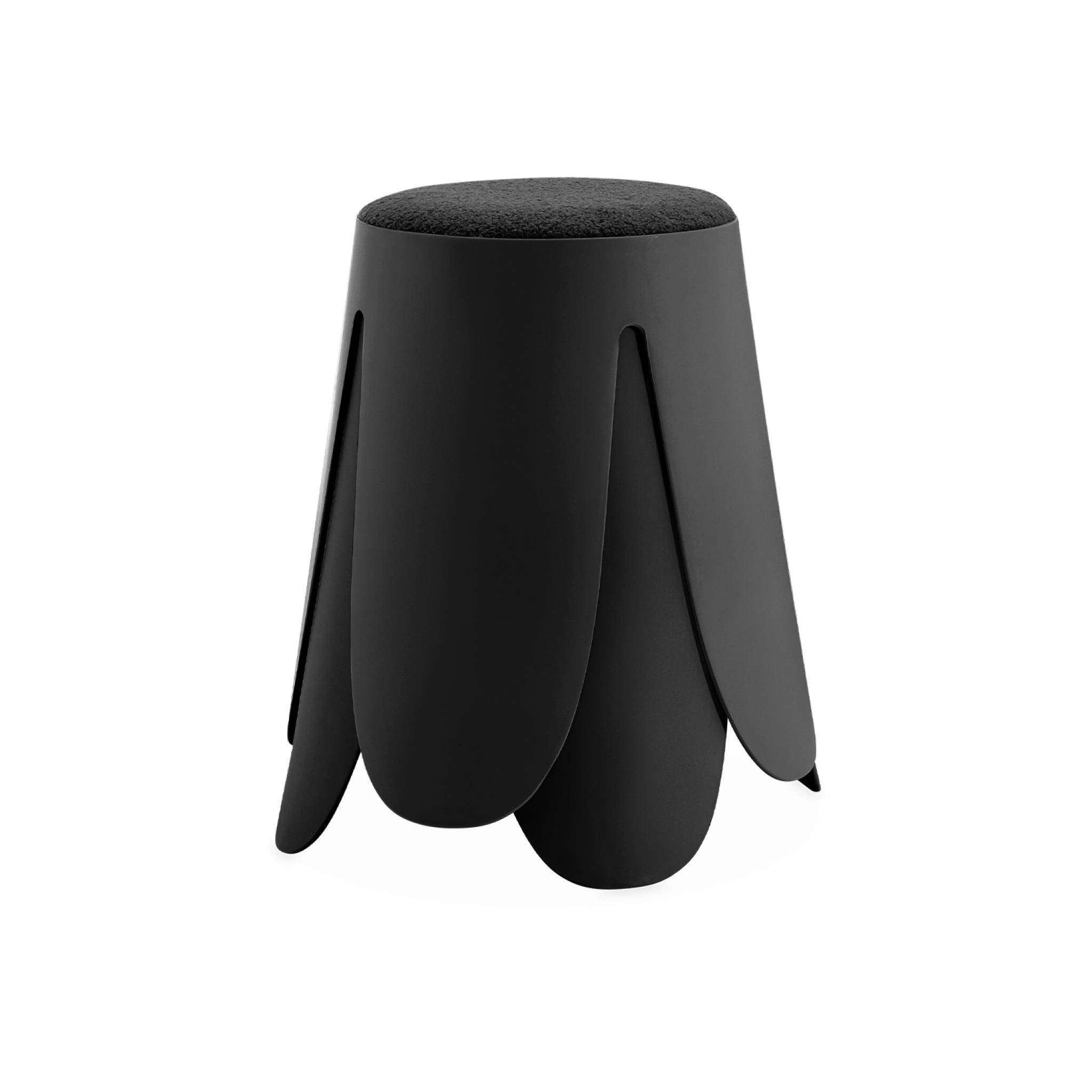 Set di 2 sgabelli impilabili in materiale bouclé, nero