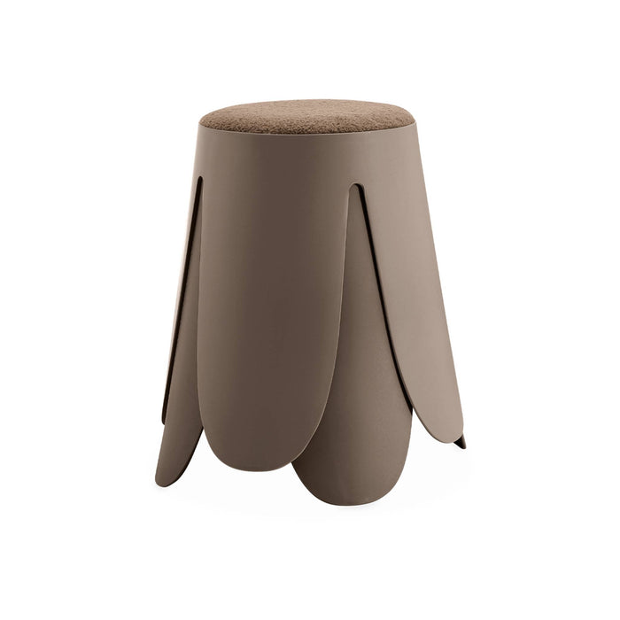 Set di 2 sgabelli impilabili in materiale bouclé, marrone