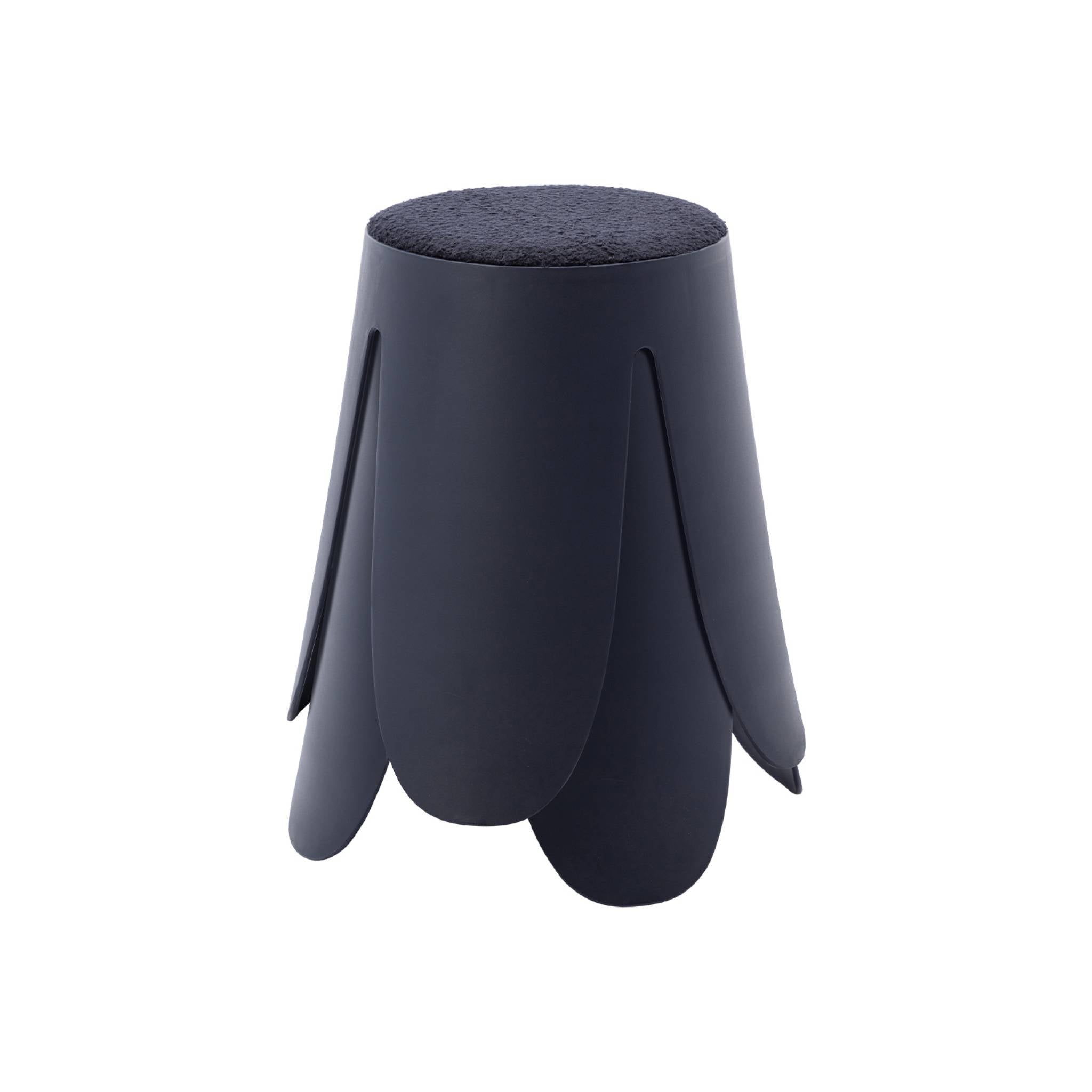 Set di 2 sgabelli impilabili in materiale bouclé, blu navy