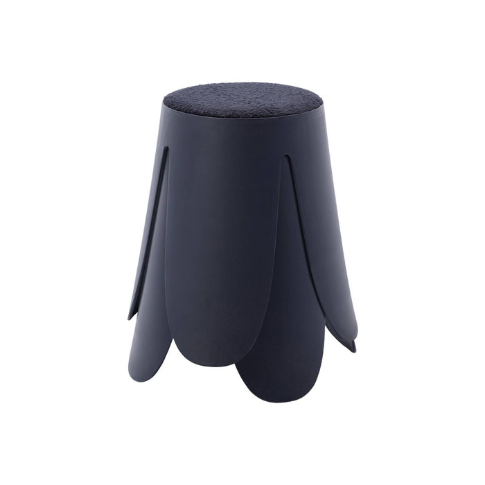 Set di 2 sgabelli impilabili in materiale bouclé, blu navy