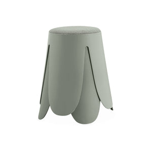 Set di 2 sgabelli impilabili in materiale bouclé, verde celadon