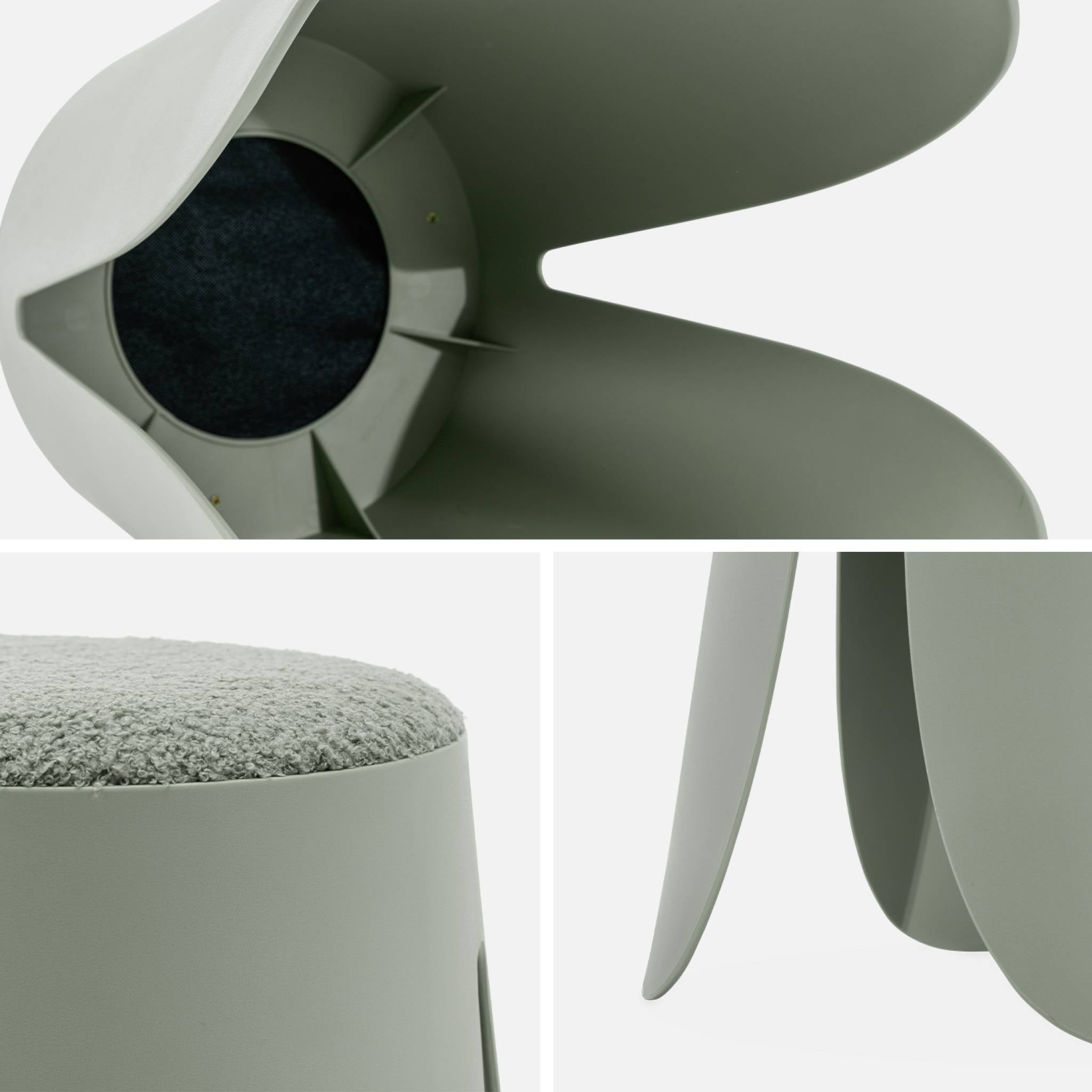 Set di 2 sgabelli impilabili in materiale bouclé, verde celadon