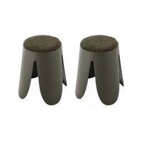 Set di 2 sgabelli impilabili in materiale bouclé, kaki