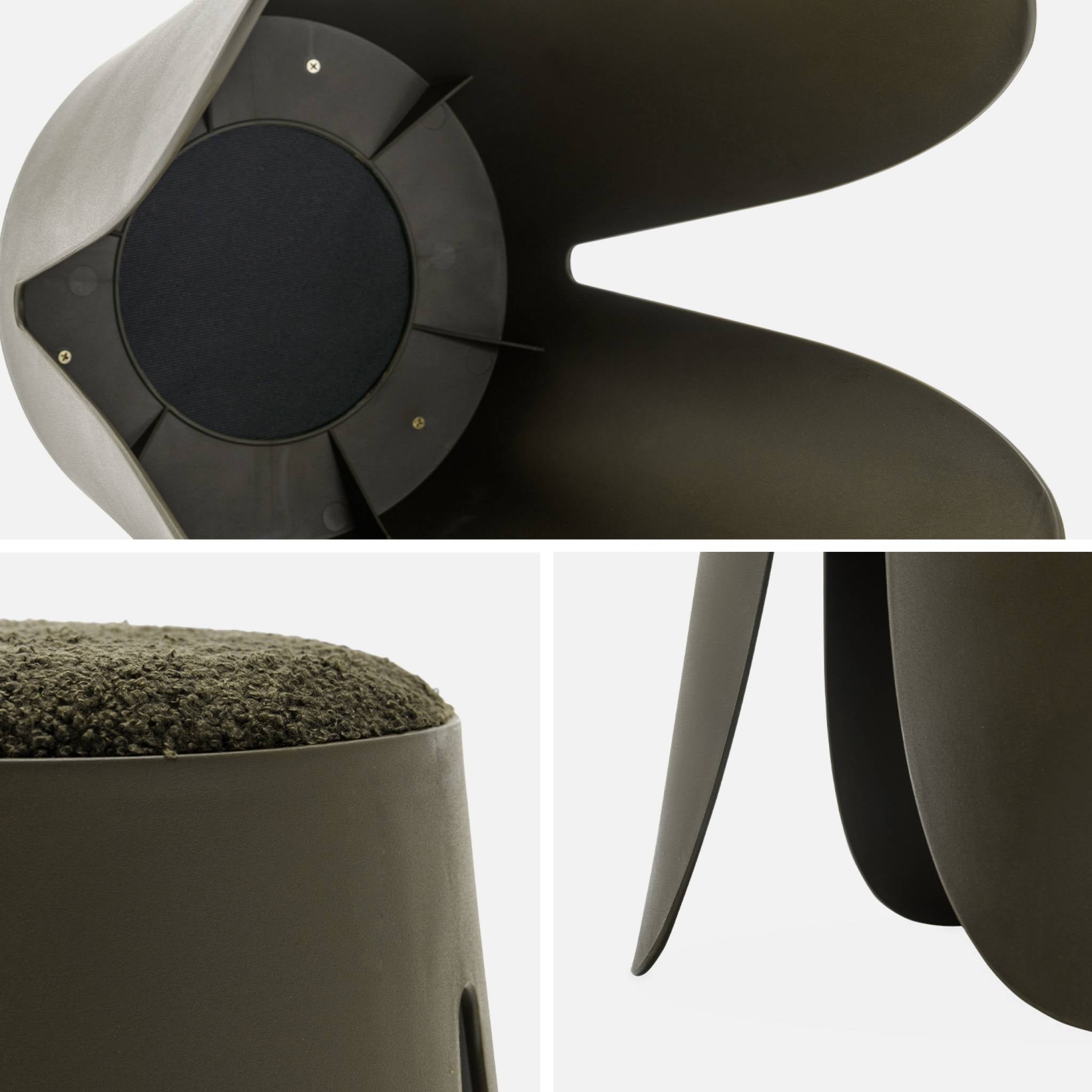 Set di 2 sgabelli impilabili in materiale bouclé, kaki