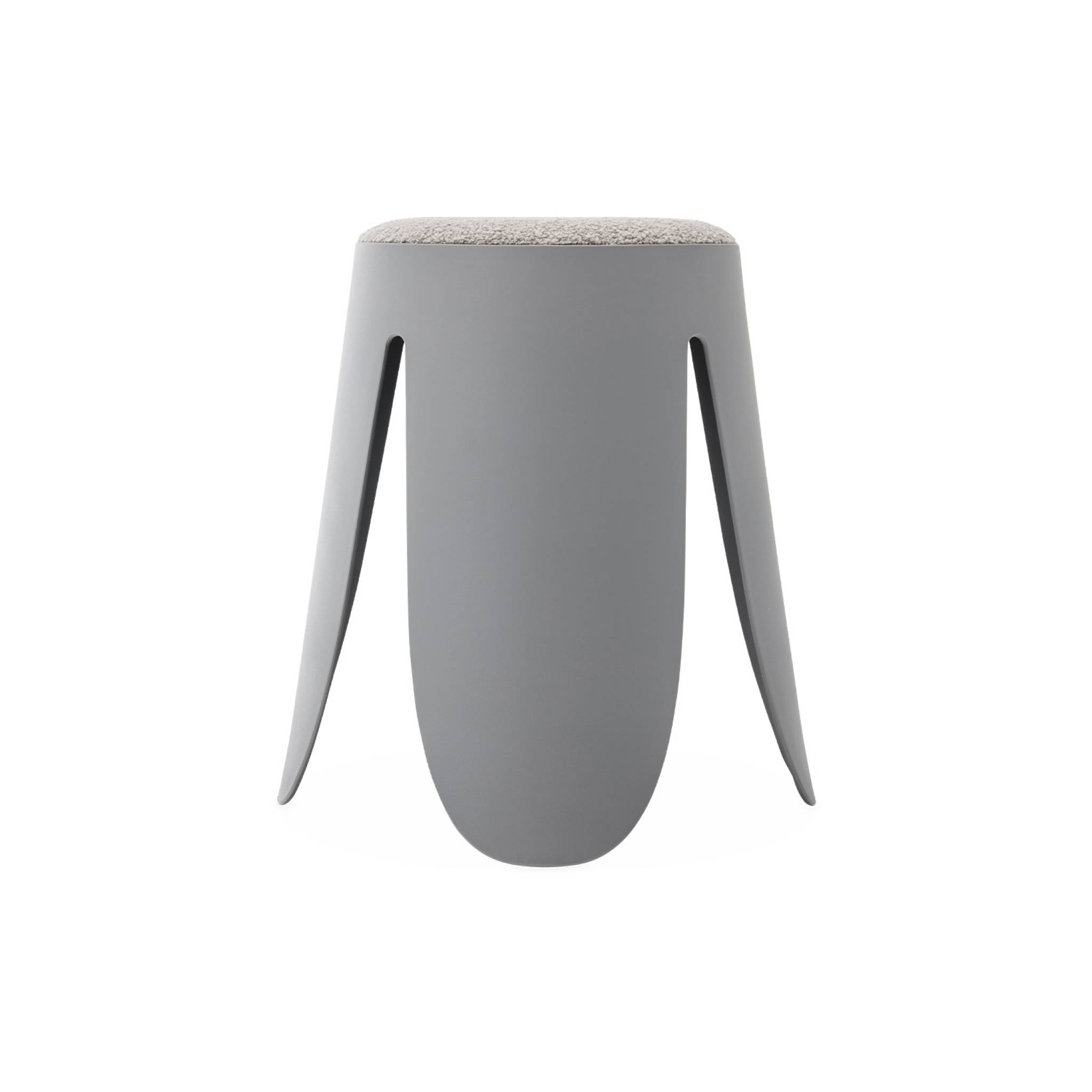 Set di 2 sgabelli impilabili in materiale bouclé, grigio chiaro