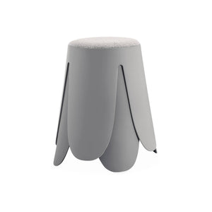 Set di 2 sgabelli impilabili in materiale bouclé, grigio chiaro