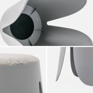 Set di 2 sgabelli impilabili in materiale bouclé, grigio chiaro