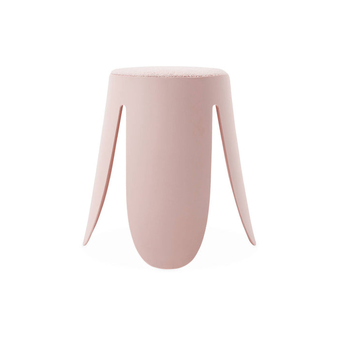 Set di 2 sgabelli impilabili in materiale bouclé, rosa