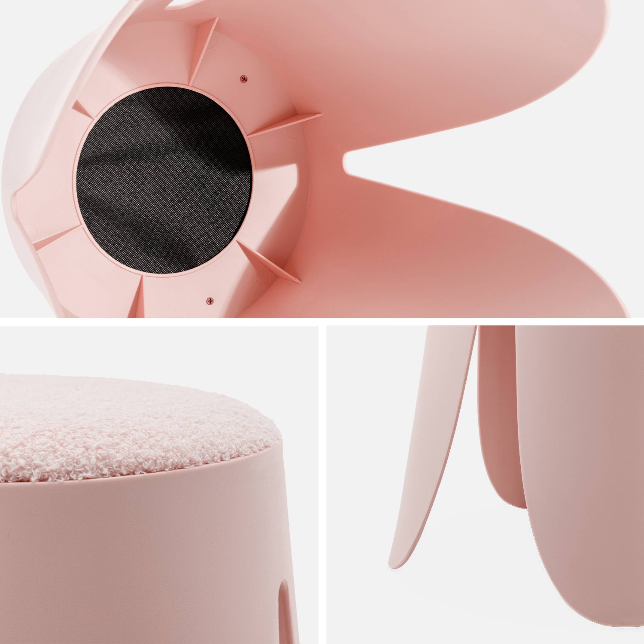 Set di 2 sgabelli impilabili in materiale bouclé, rosa