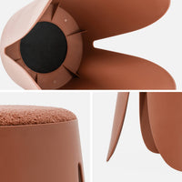 Set di 2 sgabelli impilabili in materiale bouclé, terracotta