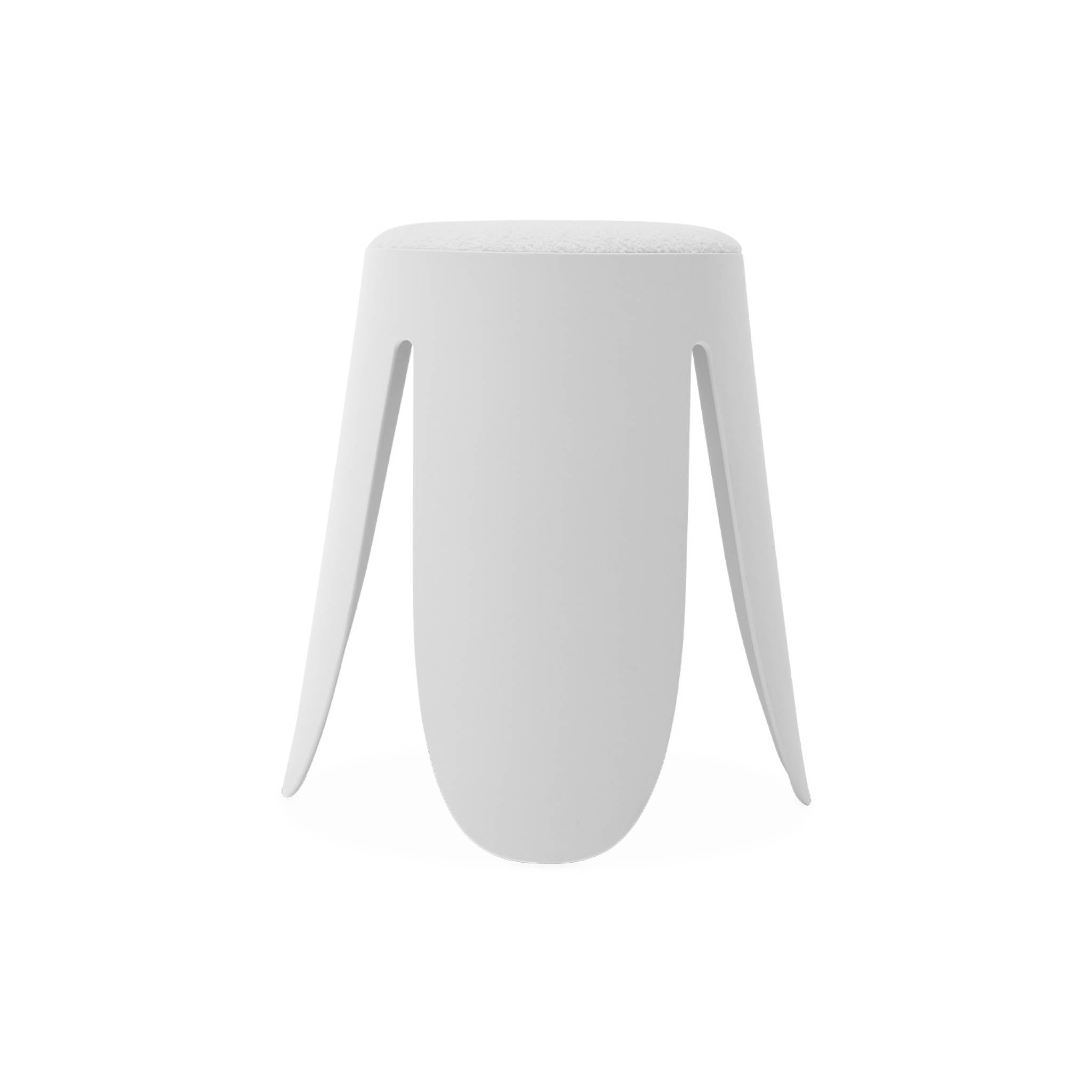 Set di 2 sgabelli impilabili in materiale bouclé, bianco