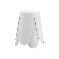 Set di 2 sgabelli impilabili in materiale bouclé, bianco