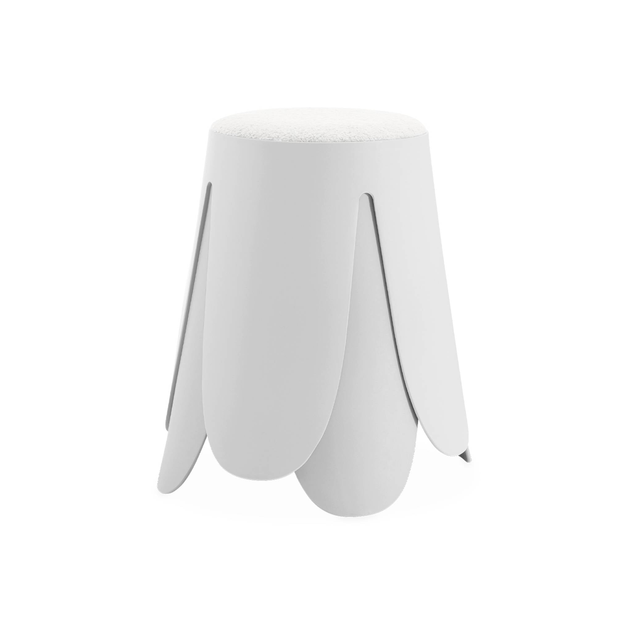 Set di 2 sgabelli impilabili in materiale bouclé, bianco