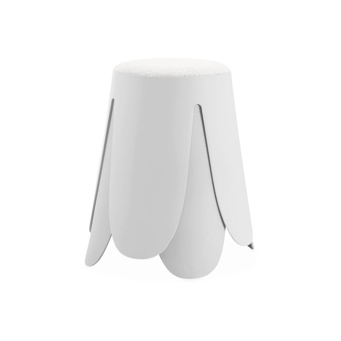 Set di 2 sgabelli impilabili in materiale bouclé, bianco