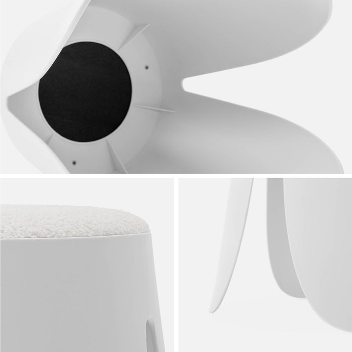 Set di 2 sgabelli impilabili in materiale bouclé, bianco