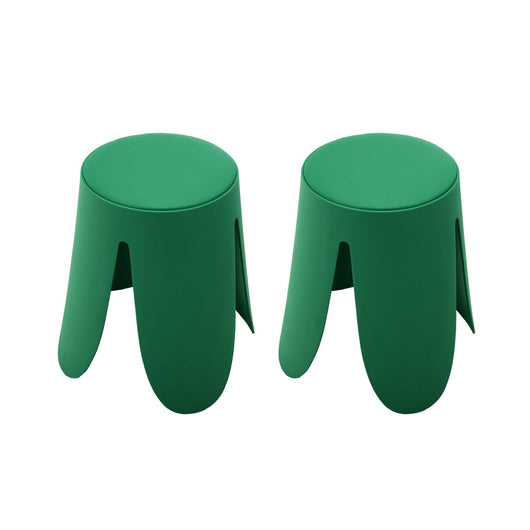 Set di 2 sgabelli impilabili in similpelle, verde