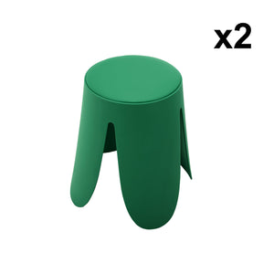 Set di 2 sgabelli impilabili in similpelle, verde