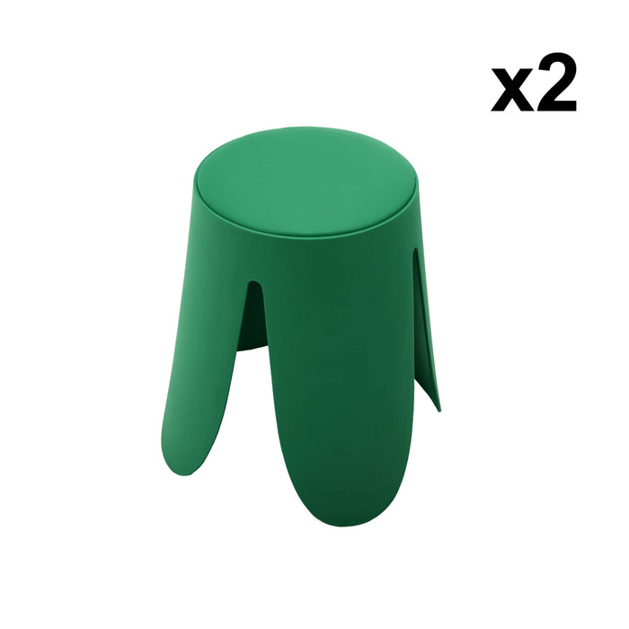 Set di 2 sgabelli impilabili in similpelle, verde