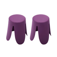 Set di 2 sgabelli impilabili in similpelle, viola