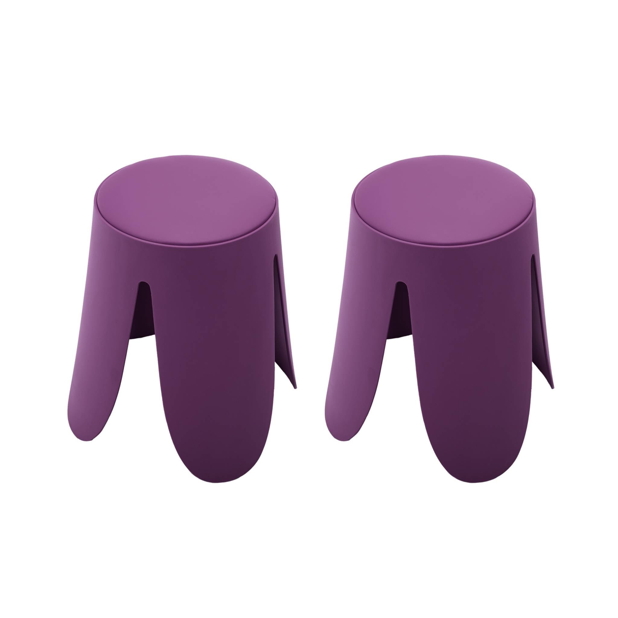 Set di 2 sgabelli impilabili in similpelle, viola
