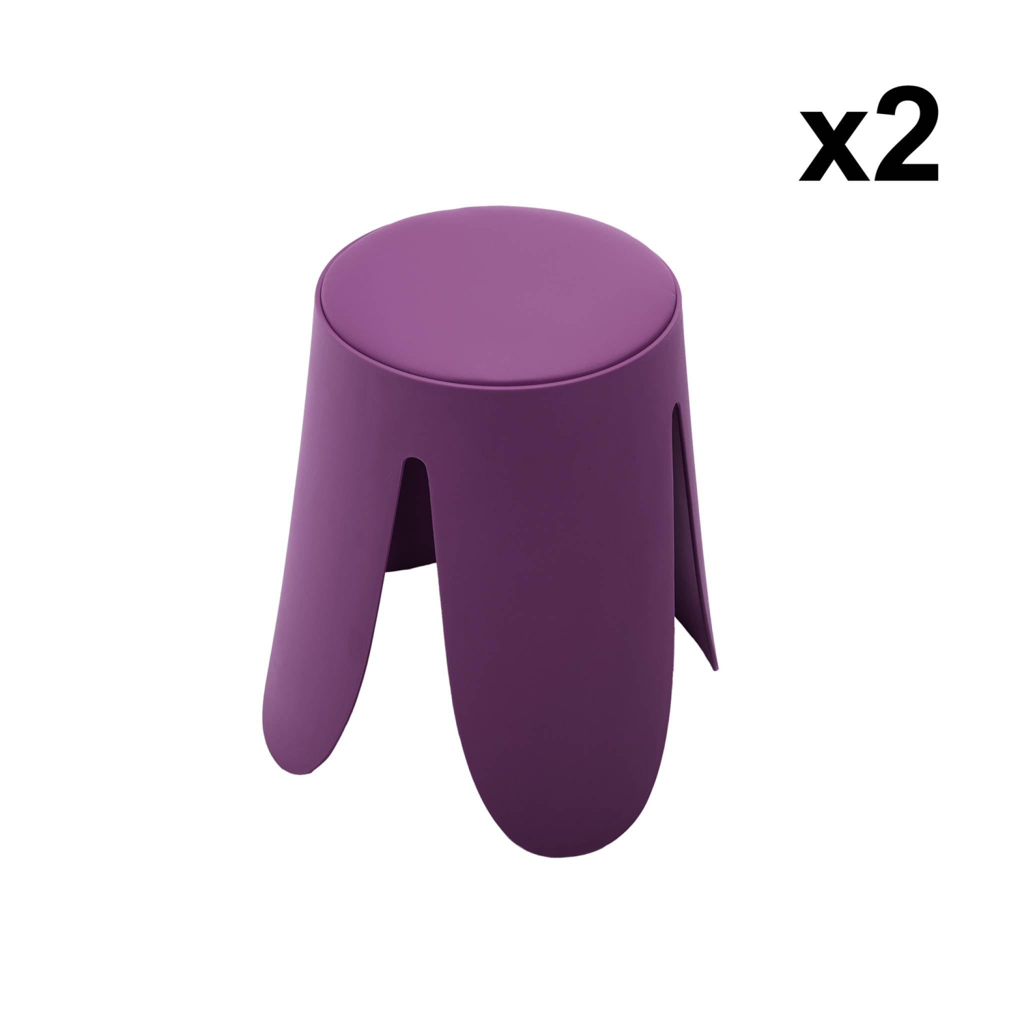 Set di 2 sgabelli impilabili in similpelle, viola