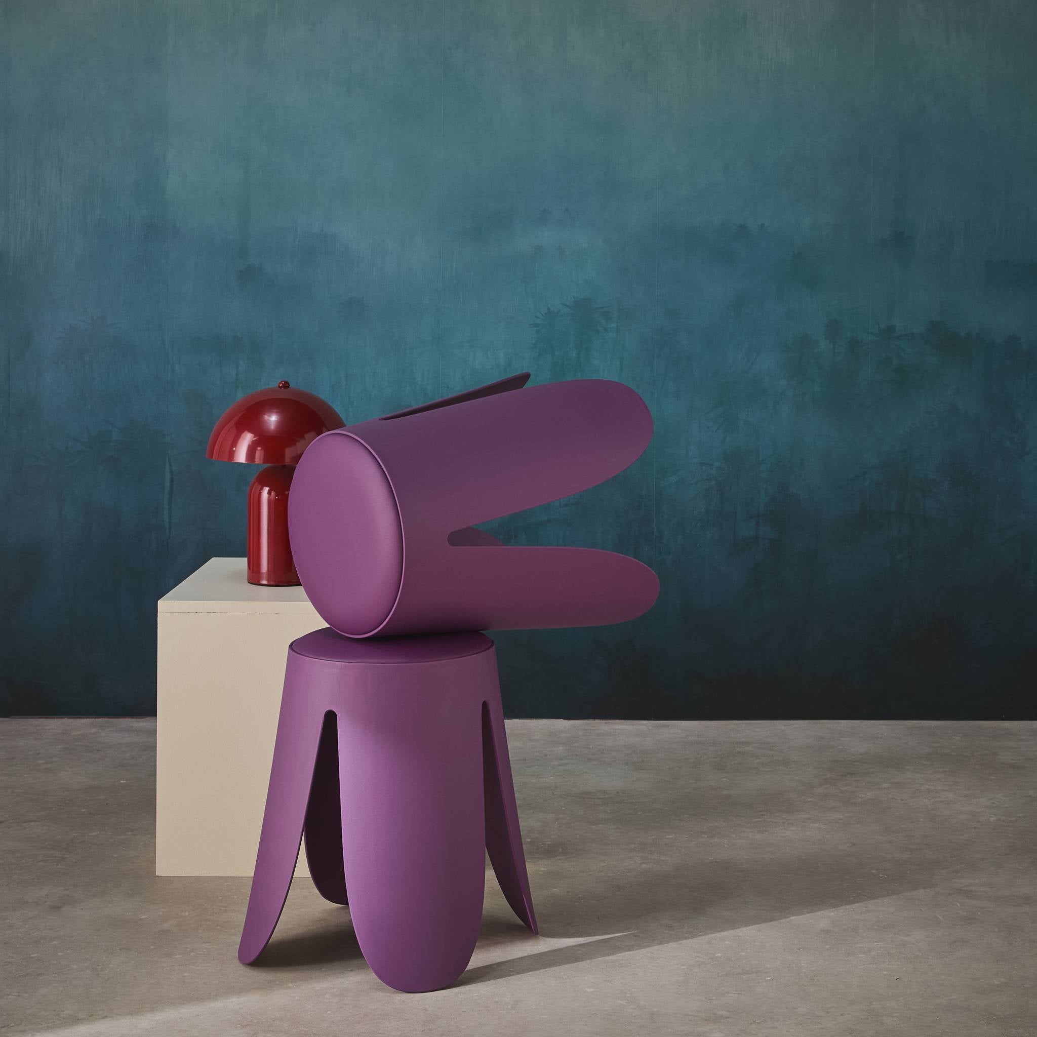 Set di 2 sgabelli impilabili in similpelle, viola