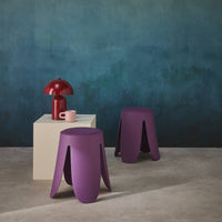 Set di 2 sgabelli impilabili in similpelle, viola