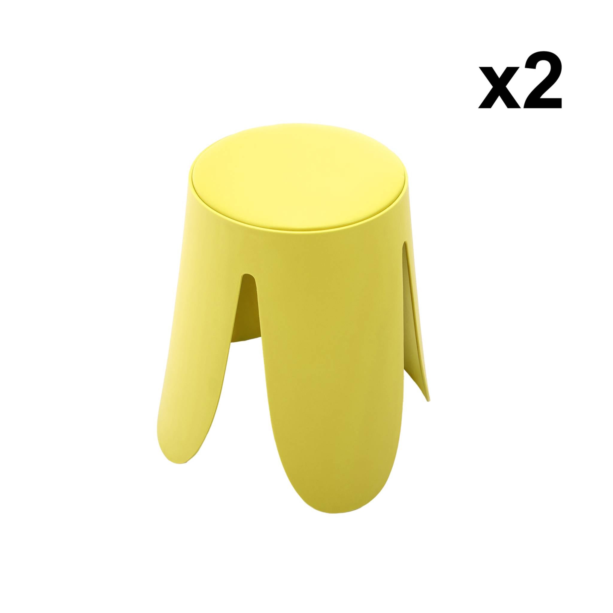 Set di 2 sgabelli impilabili in similpelle, giallo