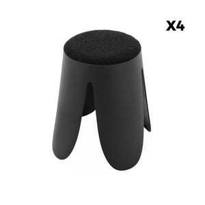 Set di 4 sgabelli impilabili in materiale bouclé, nero