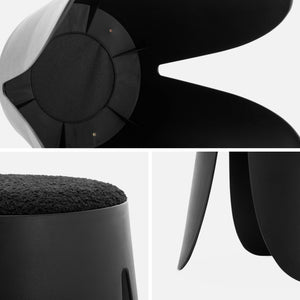 Set di 4 sgabelli impilabili in materiale bouclé, nero