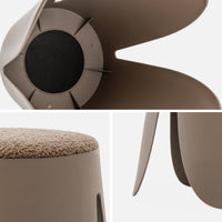 Set di 4 sgabelli impilabili in materiale bouclé, marrone