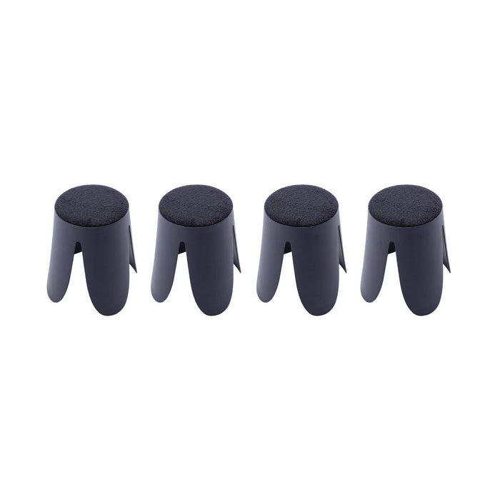 Set di 4 sgabelli impilabili in materiale bouclé, blu navy