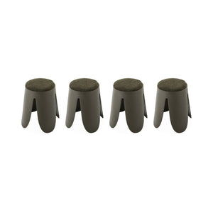 Set di 4 sgabelli impilabili in materiale bouclé, kaki