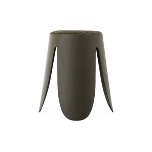 Set di 4 sgabelli impilabili in materiale bouclé, kaki