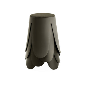 Set di 4 sgabelli impilabili in materiale bouclé, kaki