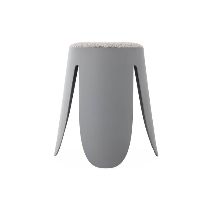 Set di 4 sgabelli impilabili in materiale bouclé, grigio chiaro