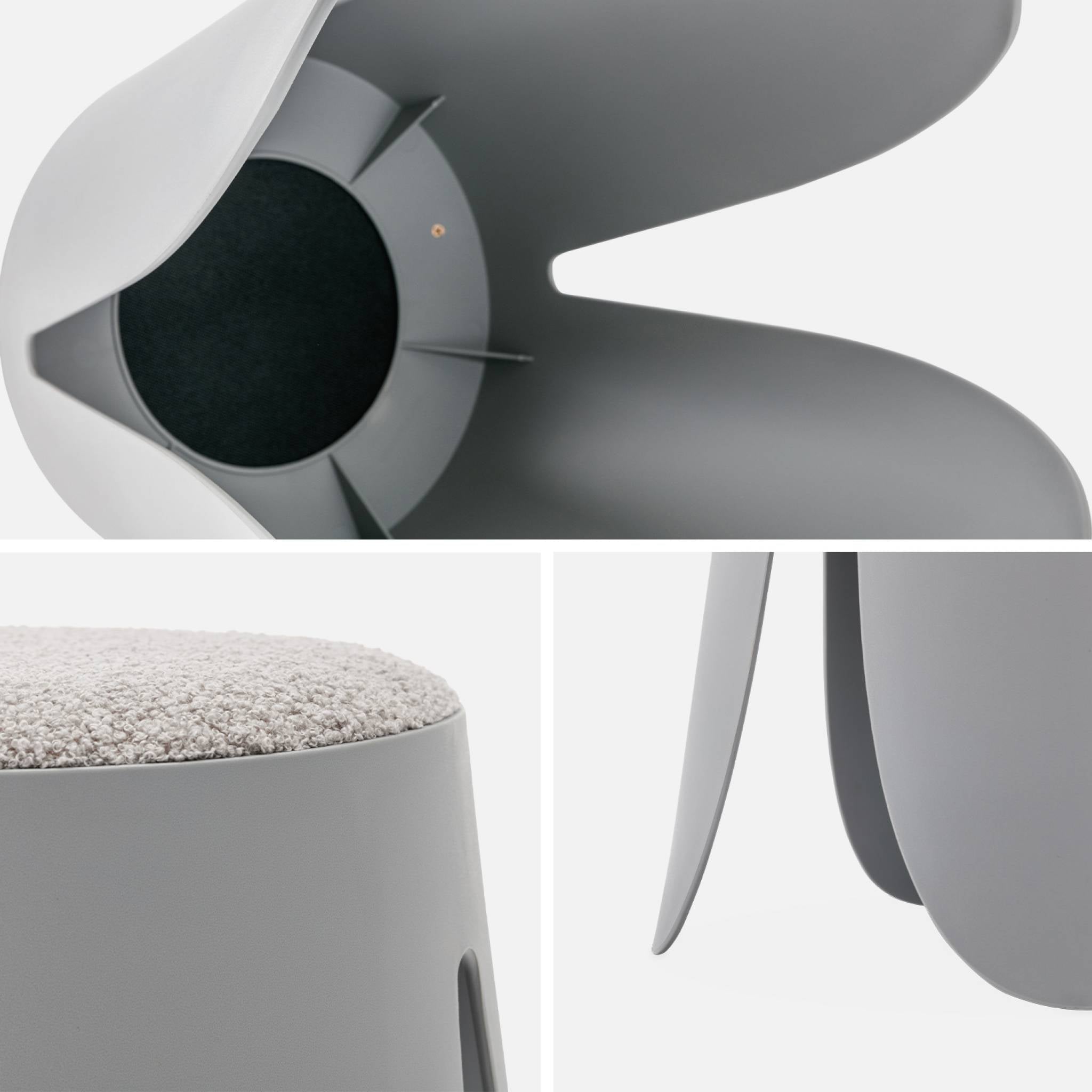 Set di 4 sgabelli impilabili in materiale bouclé, grigio chiaro