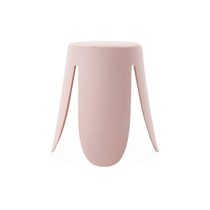 Set di 4 sgabelli impilabili in materiale bouclé, rosa pallido