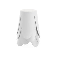 Set di 4 sgabelli impilabili in materiale bouclé, bianco